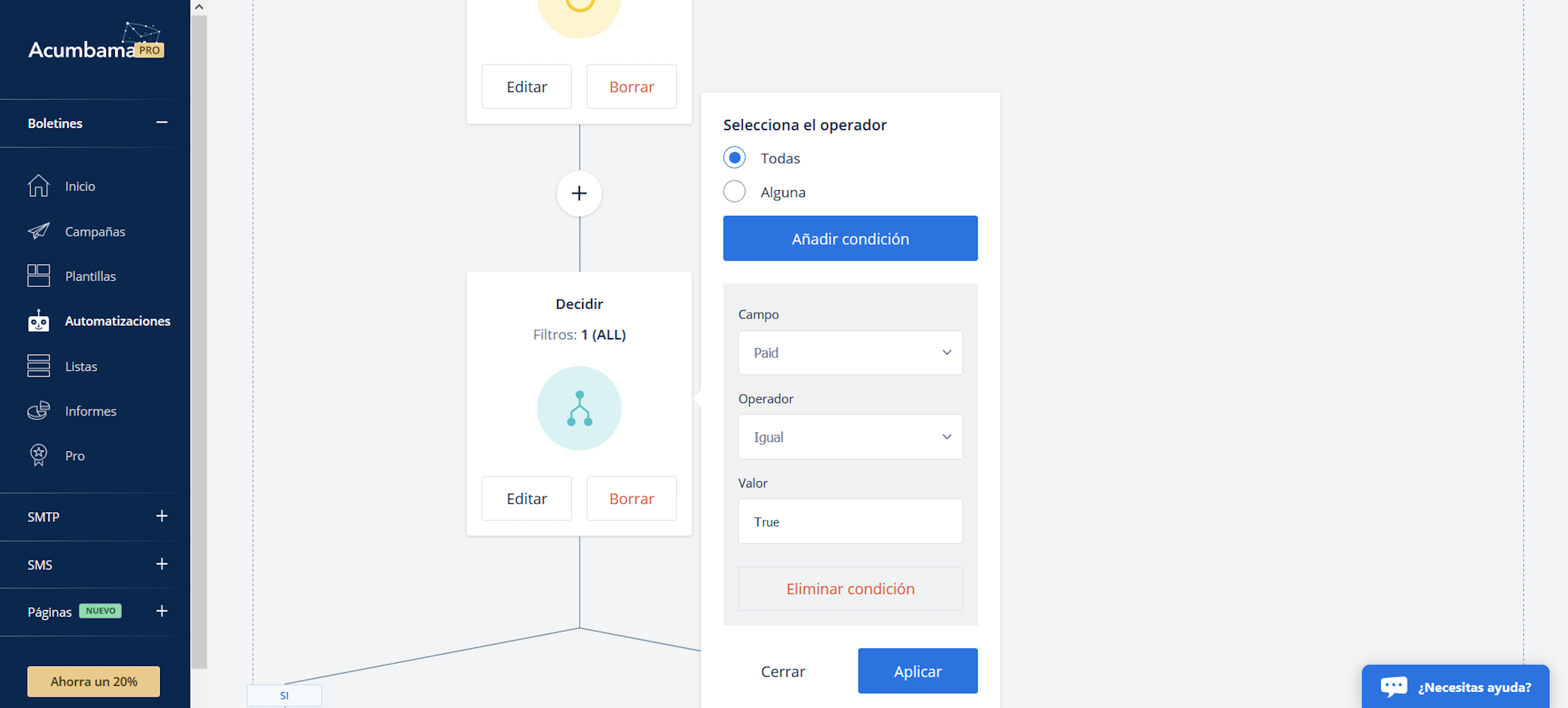 condición automatizaciones