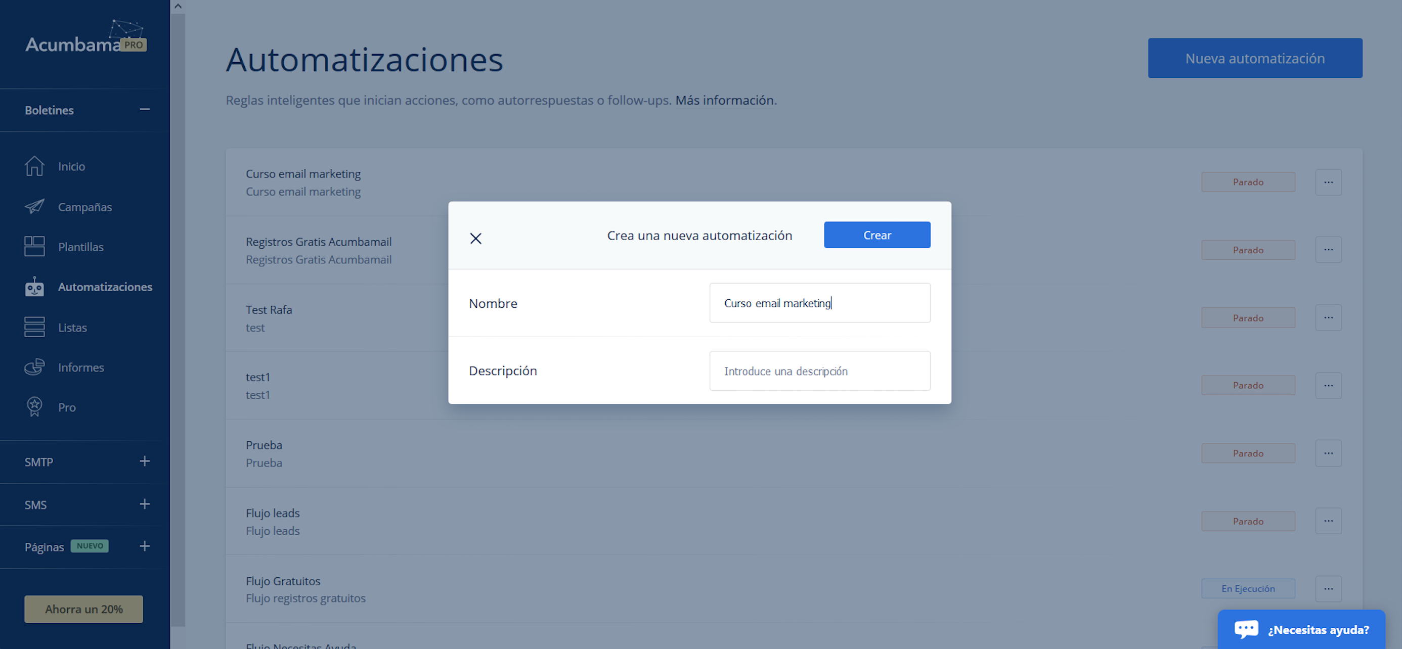 descripción automatizaciones