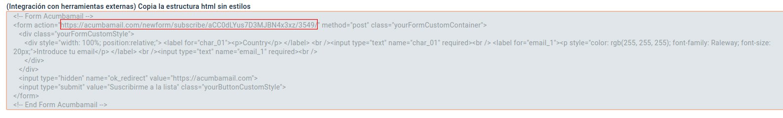 Action URL para utilizar con Forms 3rd Party