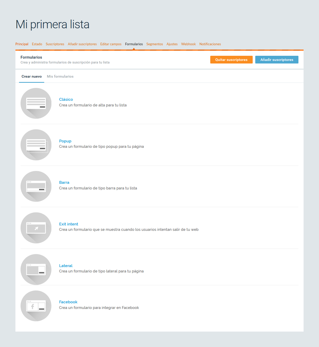 Crear un formulario de email marketing